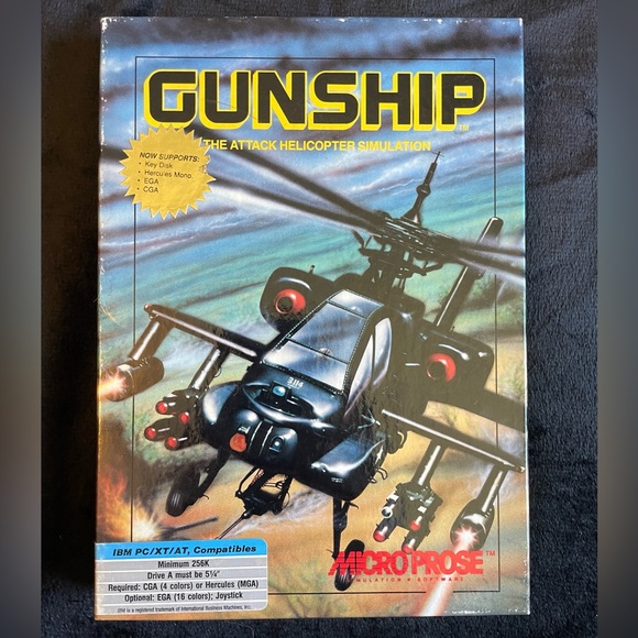 Gunship Big Box (Tandy 1000/1200/3000 IBM PC XT at) - Original Big Box - Picture 1 of 5